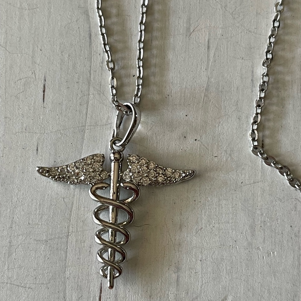 Medical Necklace silver tone rhinestones necklace, nurse medical graduation gift